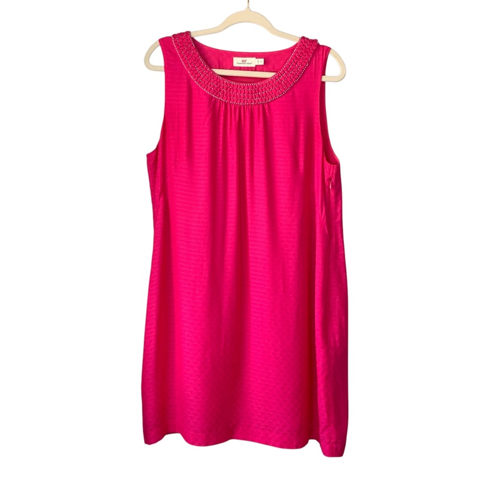 Vineyard Vines Hot pink sheath‎ sundress with smocked/beaded neckline. Size 14